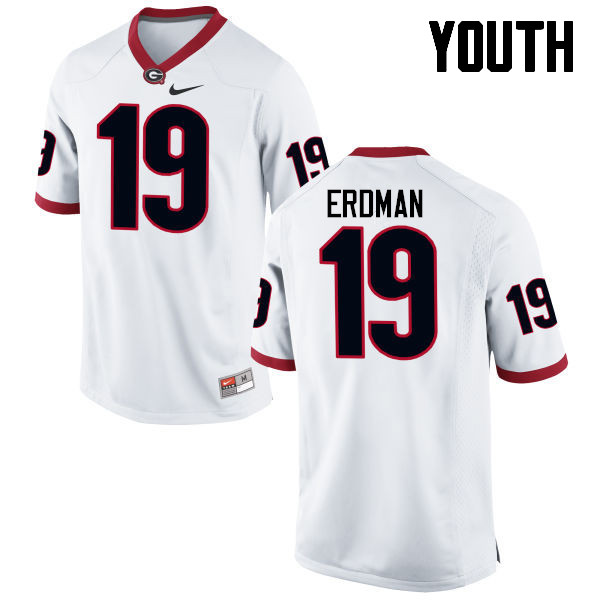 Youth Georgia Bulldogs #19 Willie Erdman College Football Jerseys-White - Click Image to Close
